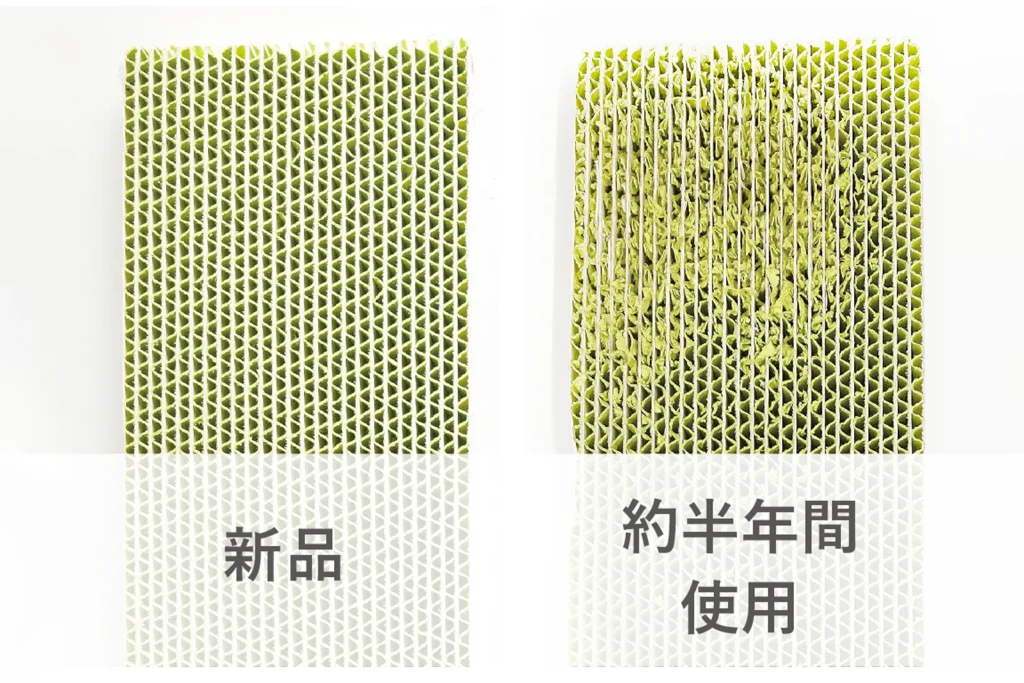 ネコトギの新品と半年間使用を比較