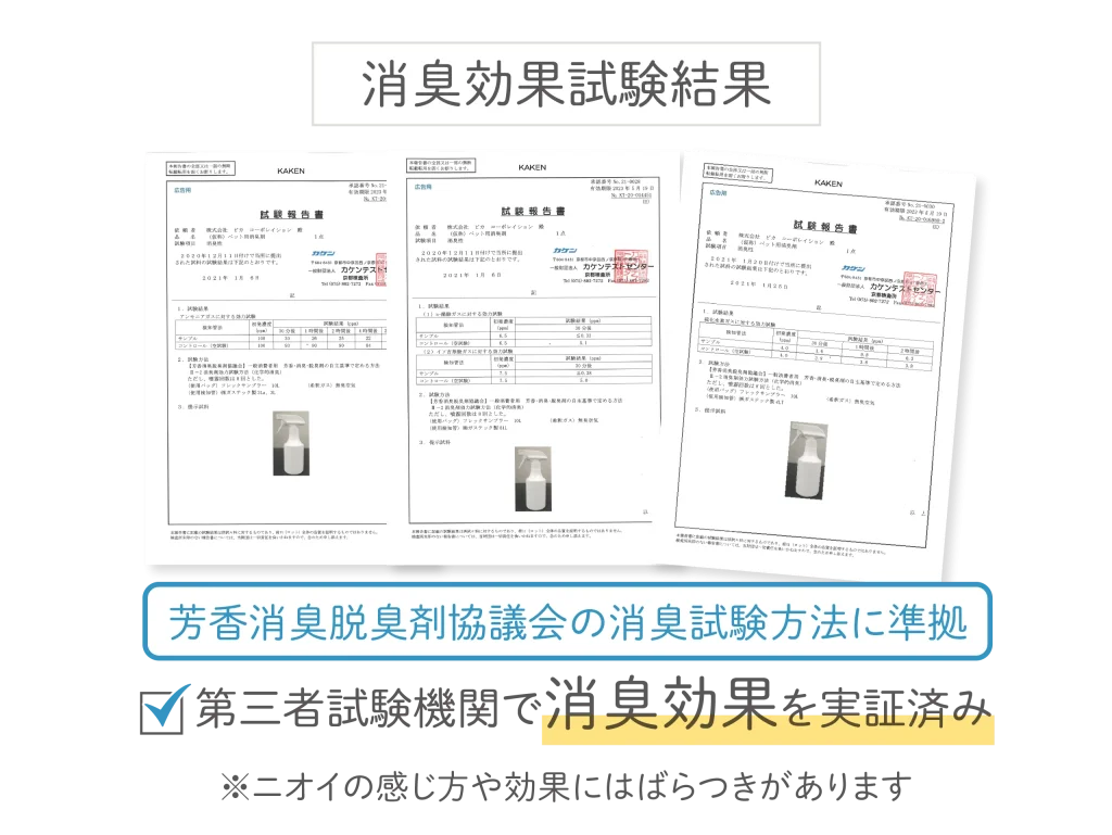 消臭効果試験結果